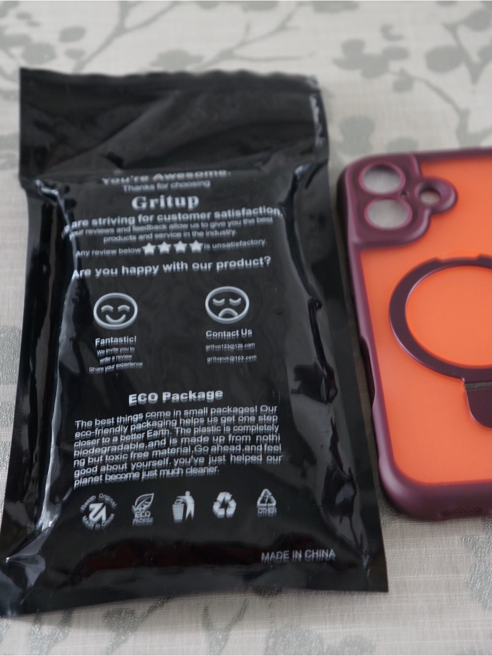 Gritu Green Phone Case Insert with Blue Accent Two Cases IPhone And Samsung - Picture 2 of 4